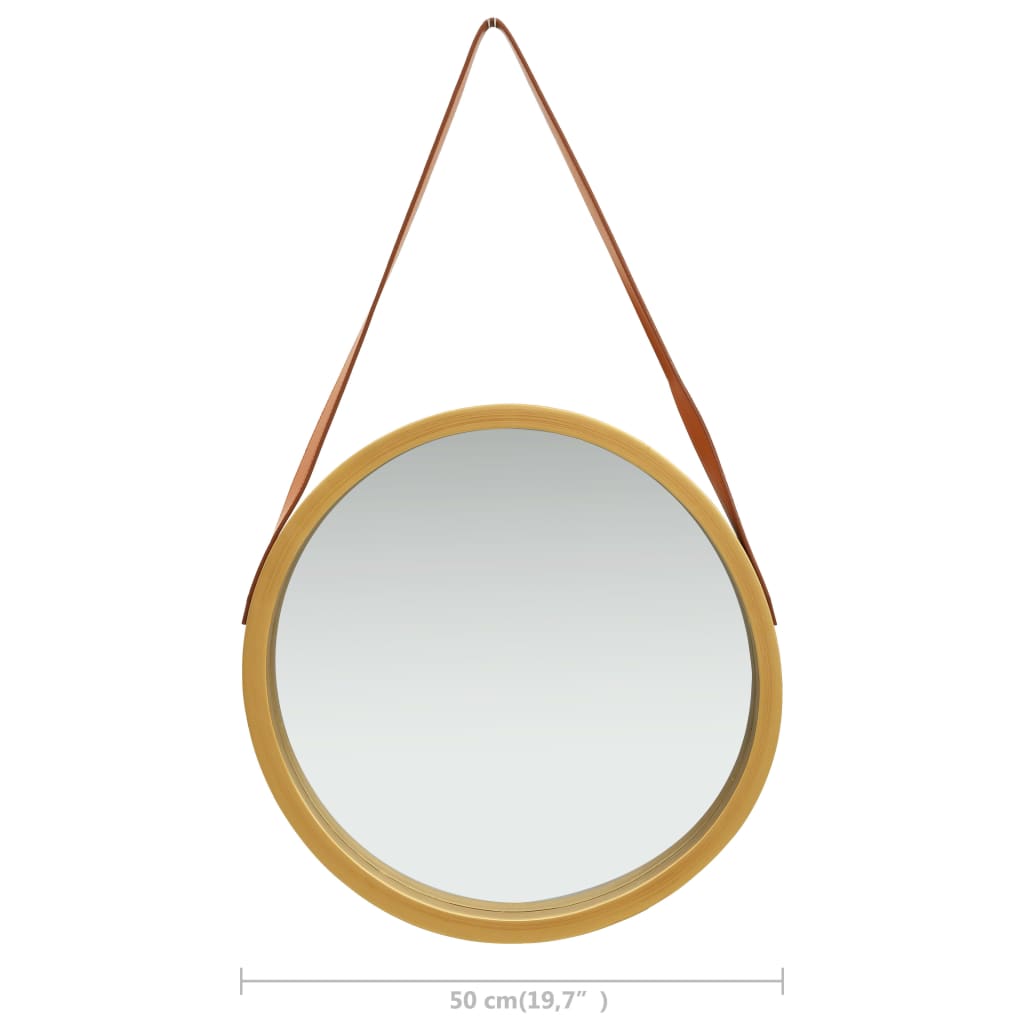 vidaXL Nástěnné zrcadlo s popruhem 50 cm zlaté