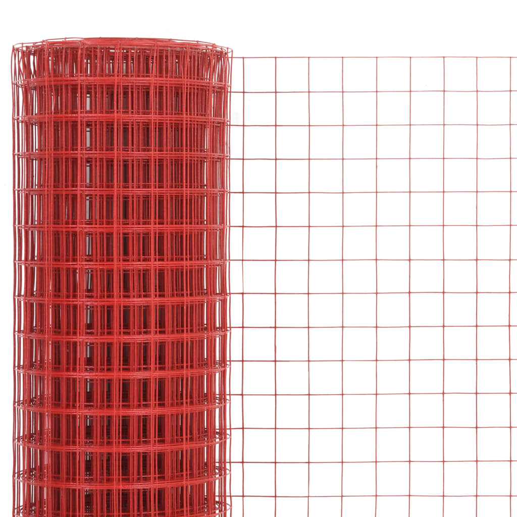 vidaXL Pletivo ke kurníku ocel PVC vrstva 10 x 1 m červené