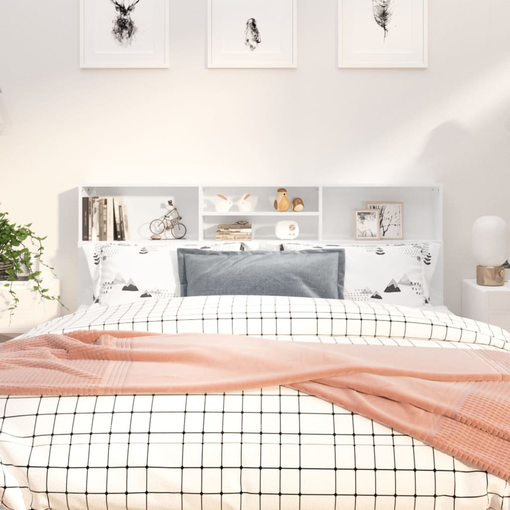 vidaXL Čelo postele s úložným prostorem lesklé bílé 180x19x103,5 cm