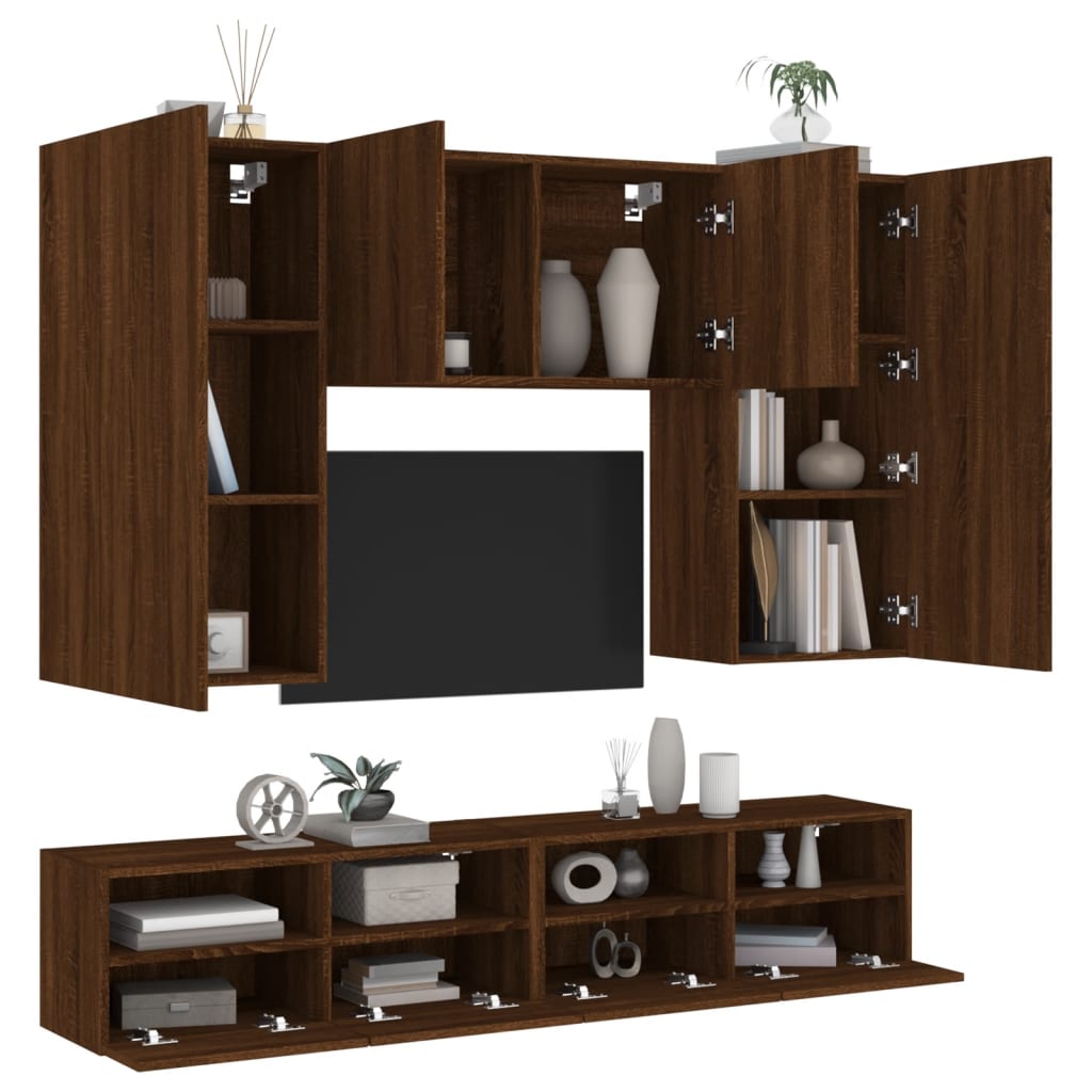 vidaXL 5dílná obývací stěna hnědý dub kompozitní dřevo
