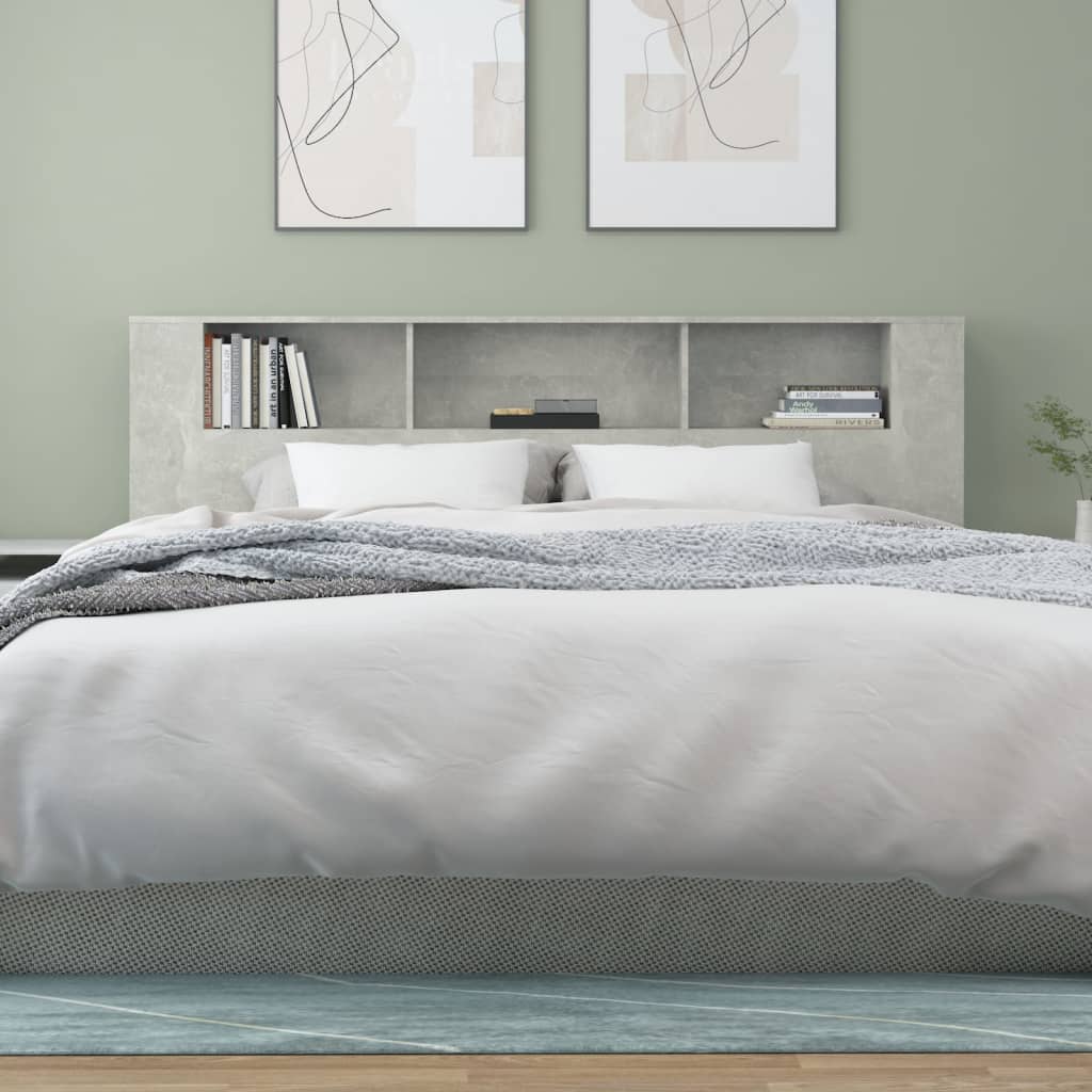 vidaXL Čelo postele s úložným prostorem betonově šedé 200x18,5x104,5cm