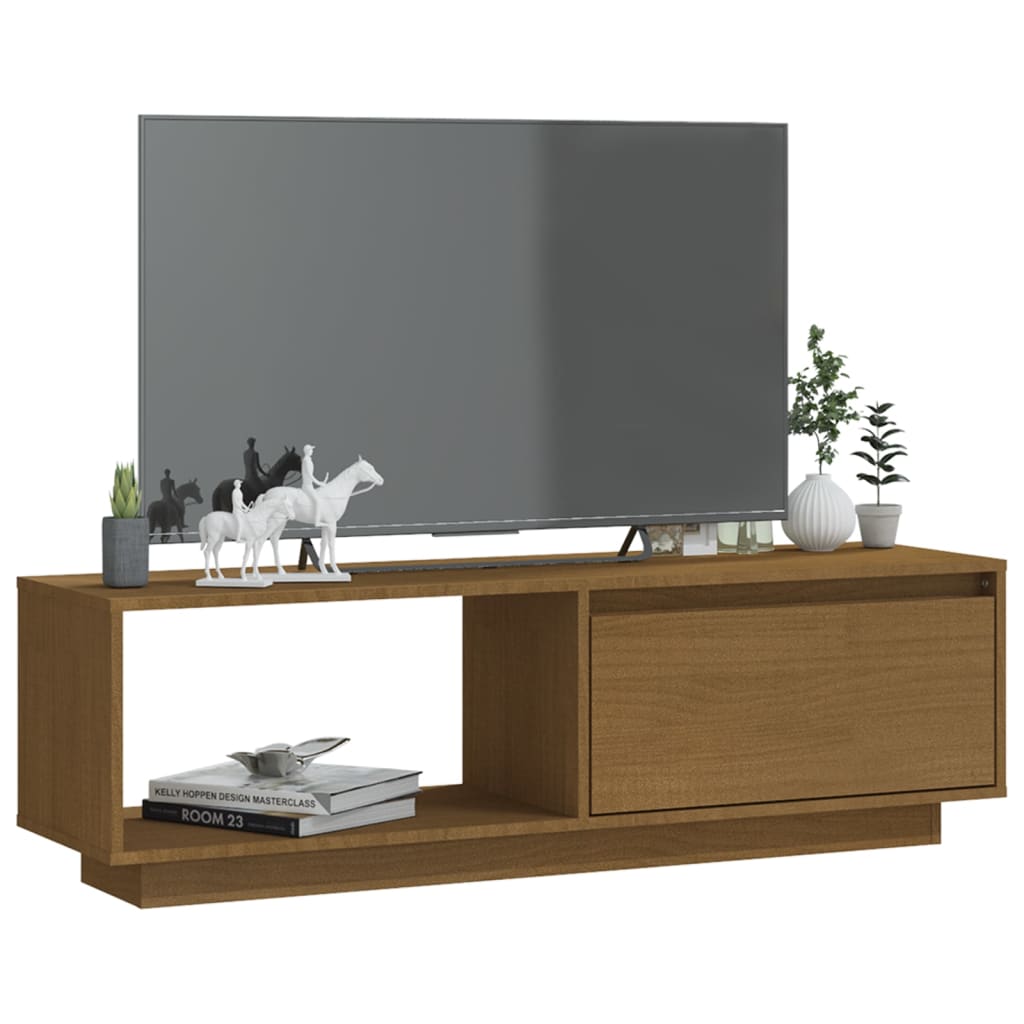 vidaXL TV stolek medově hnědý 110 x 30 x 33,5 cm masivní borové dřevo