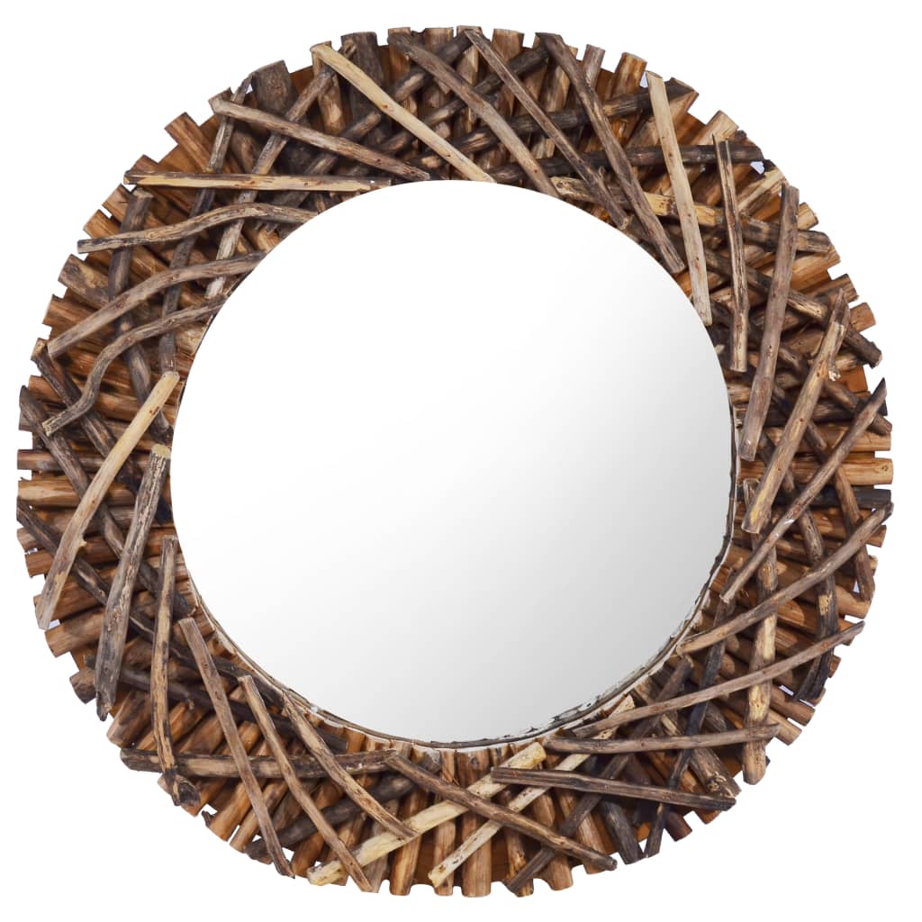 vidaXL Nástěnné zrcadlo 60 cm teak kulaté