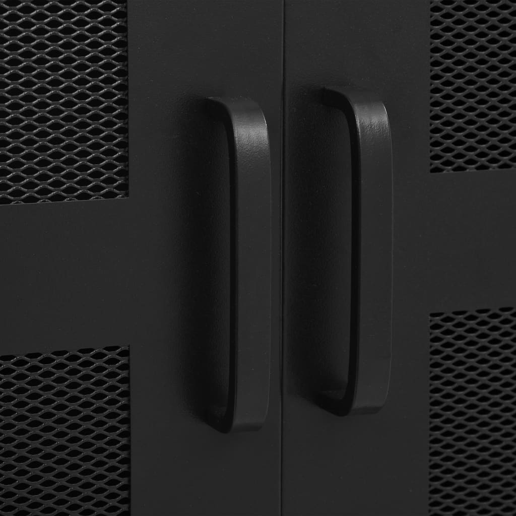 vidaXL Kancelářská skříň pletivové dveře industriální černá 75x40x120