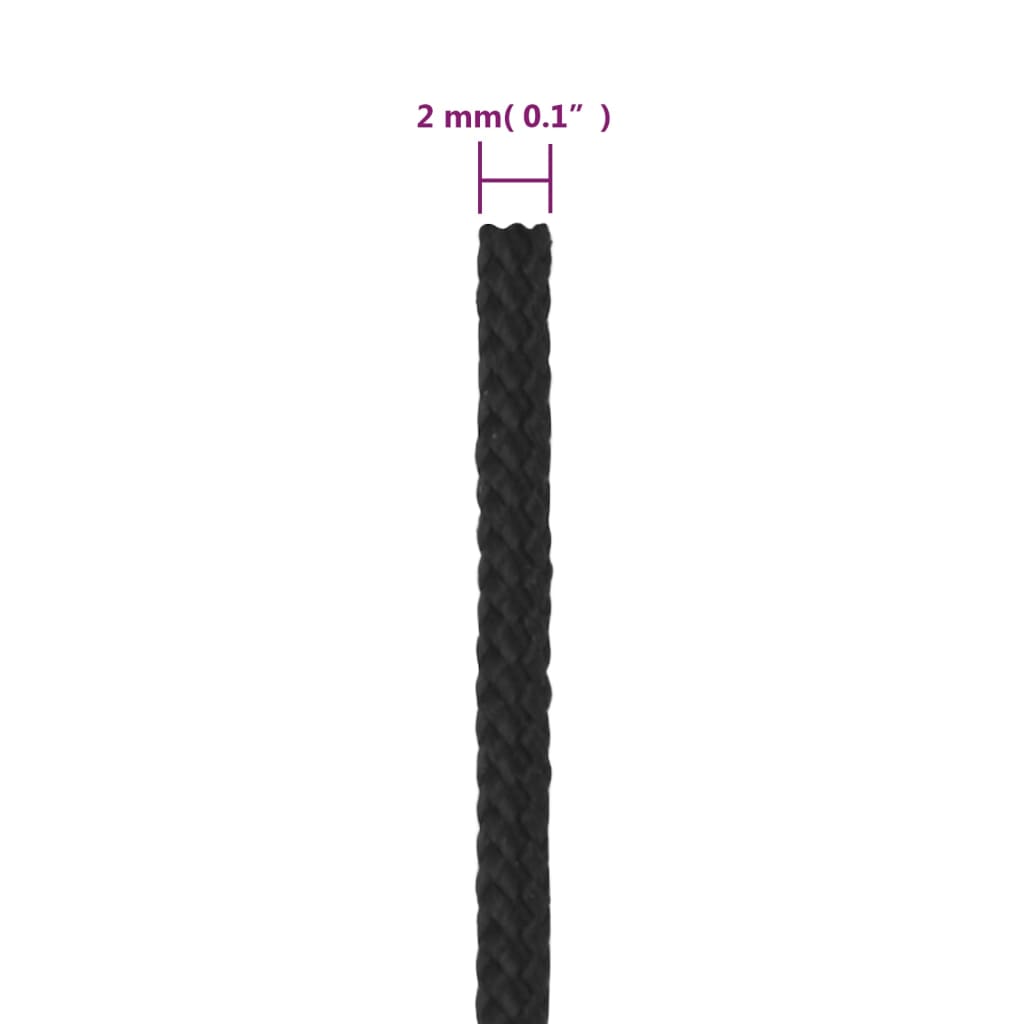 vidaXL Lodní lano celočerné 2 mm 50 m polypropylen