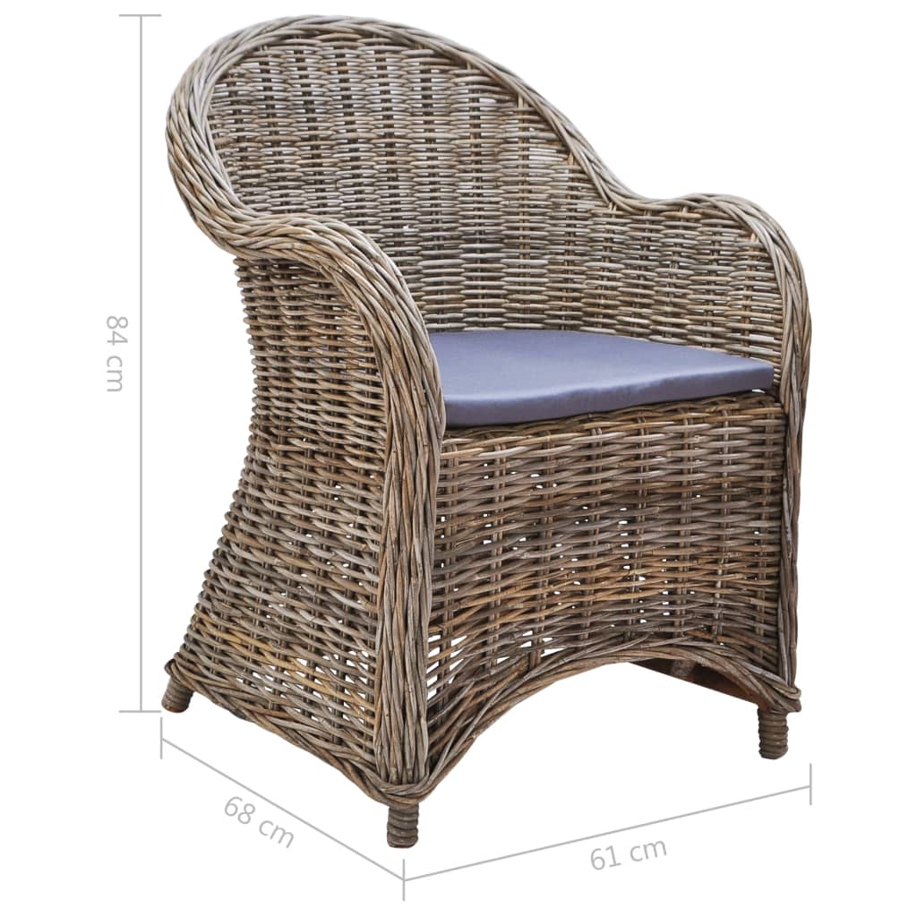 vidaXL Zahradní židle 2 ks s poduškami přírodní ratan