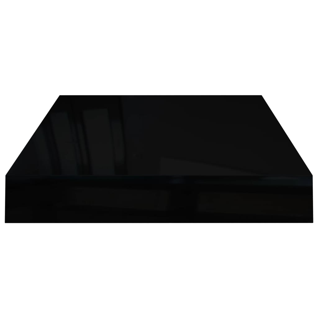vidaXL Plovoucí nástěnné police 2 ks lesklé černé 40 x 23 x 3,8 cm MDF