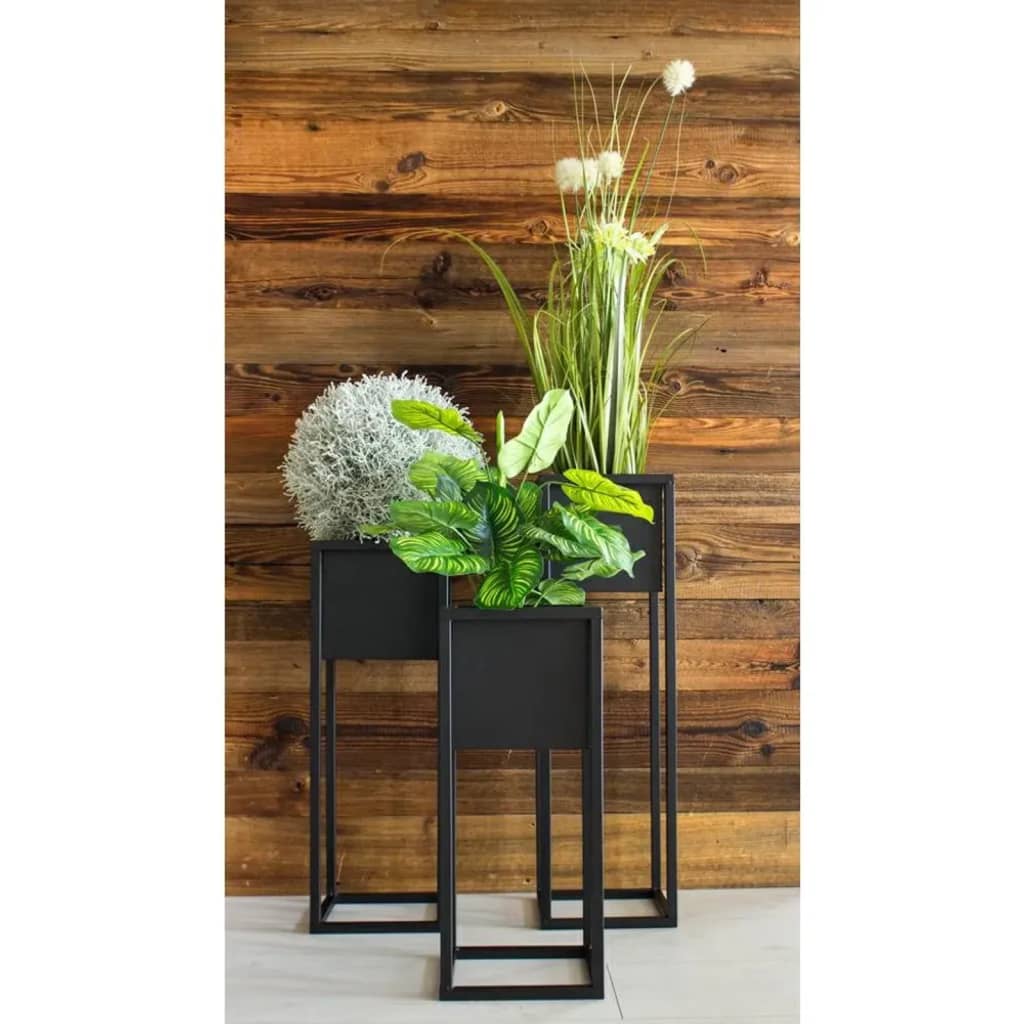 H&S Collection Květináč na stojanu kovový černý 70 cm