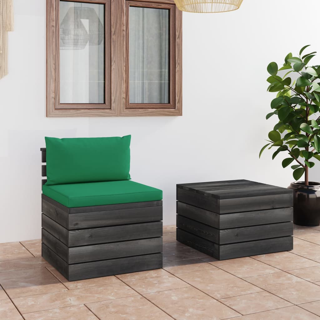 vidaXL 2dílná zahradní sedací souprava z palet + podušky borové dřevo