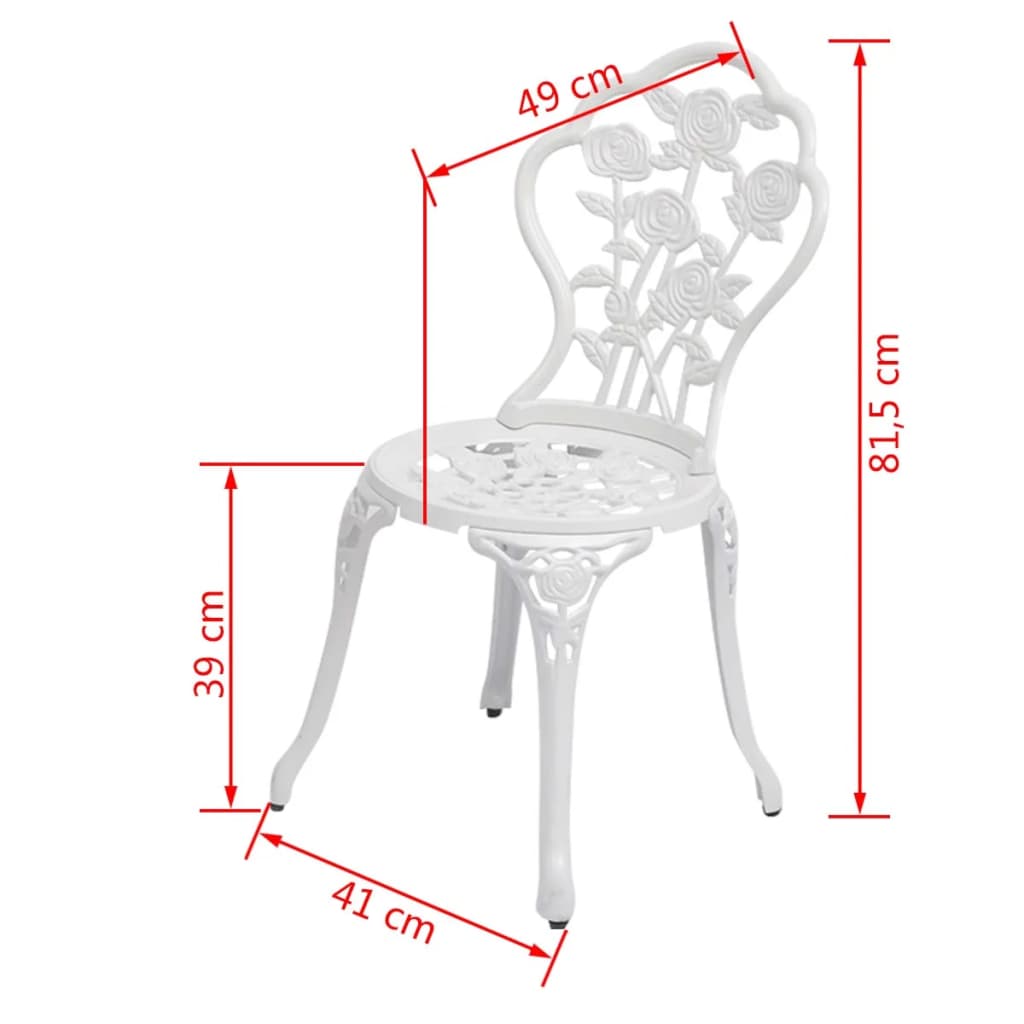 vidaXL Bistro židle 2 ks litý hliník bílé