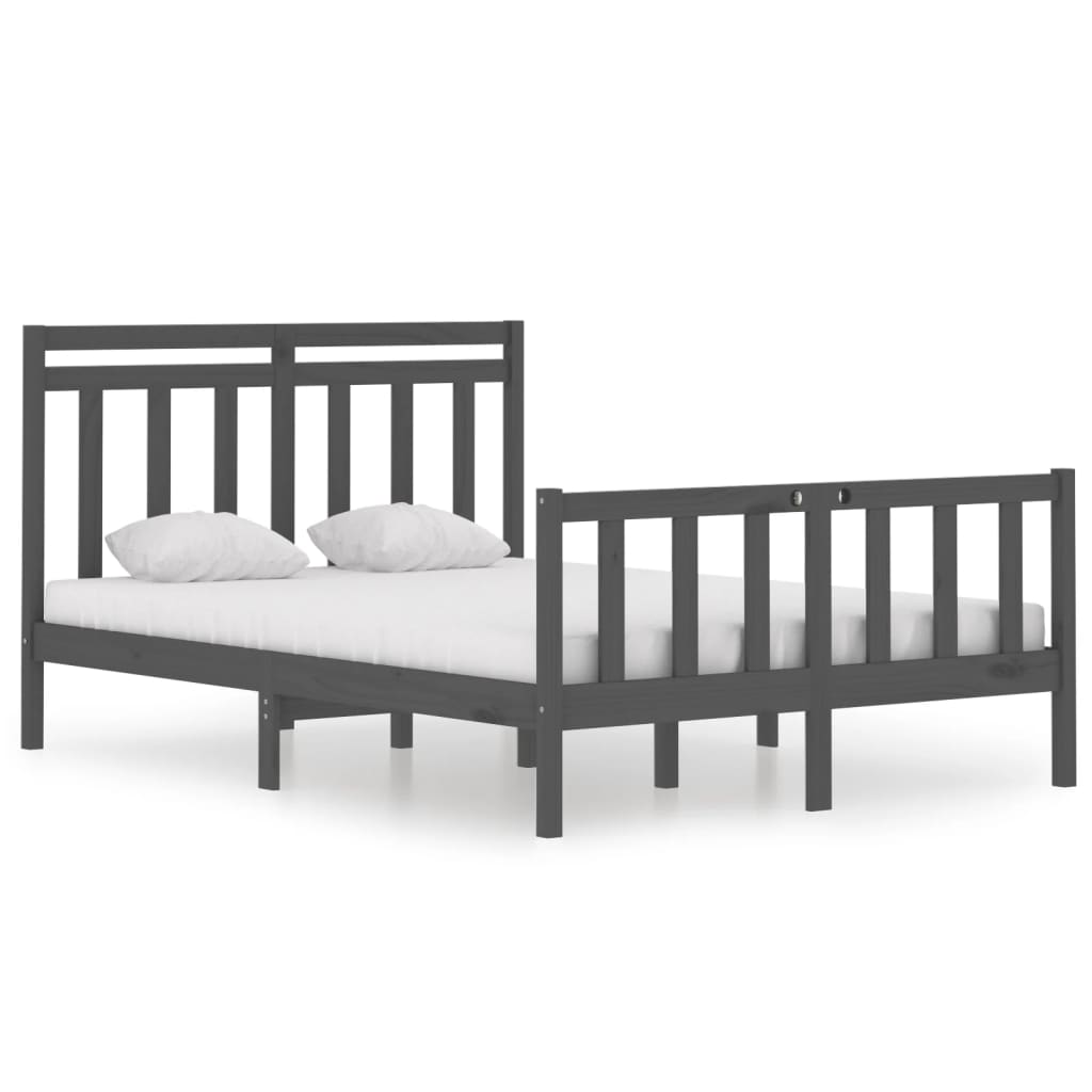 vidaXL Rám postele šedý masivní dřevo 120 x 190 cm Small Double