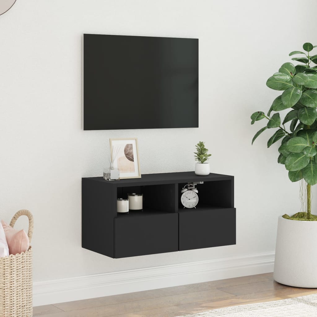 vidaXL Nástěnná TV skříňka černá 60 x 30 x 30 cm kompozitní dřevo