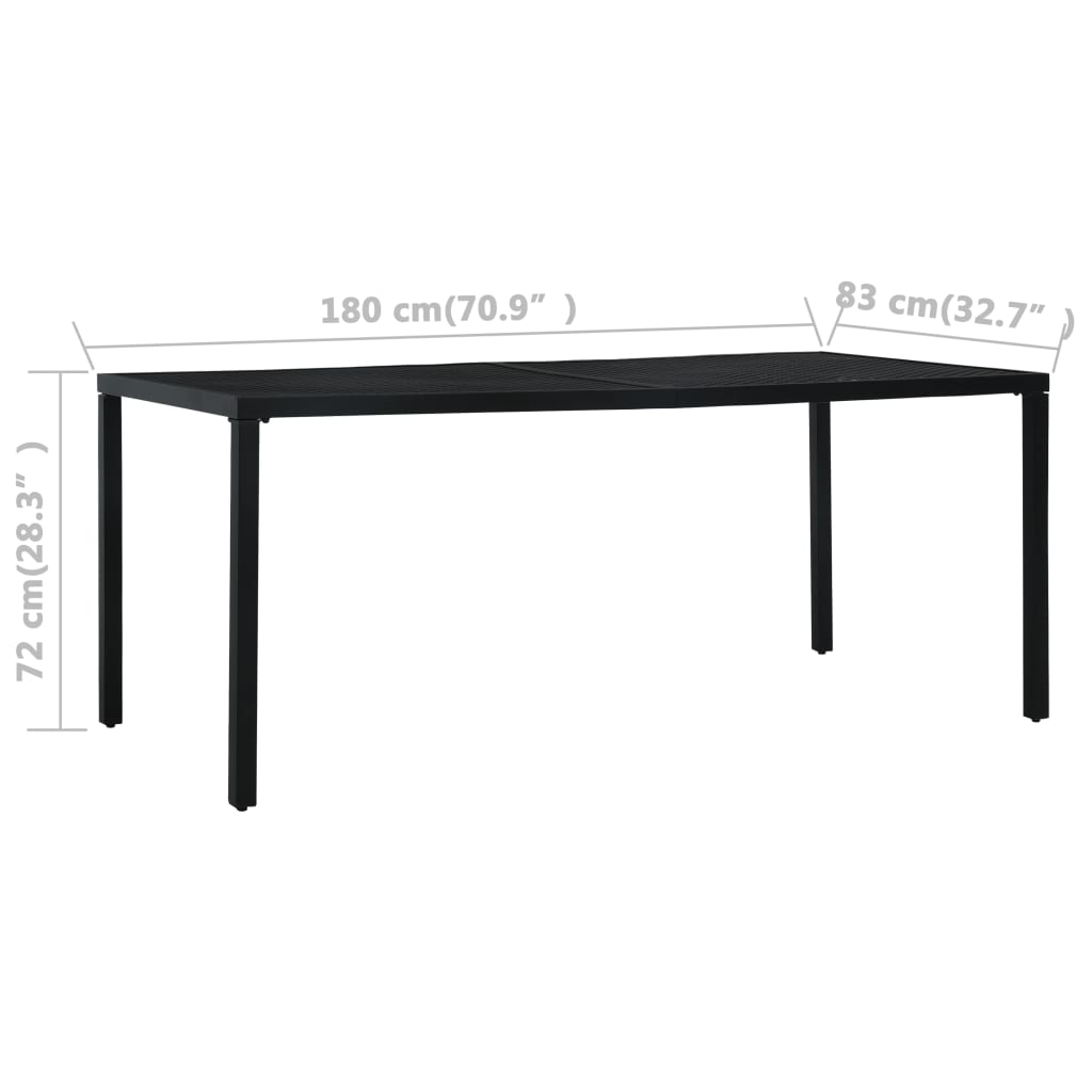 vidaXL Zahradní stůl černý 180 x 83 x 72 cm ocel