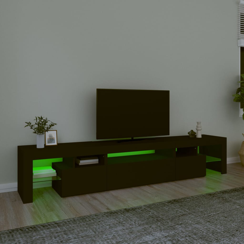 vidaXL TV skříňka s LED osvětlením černá 215x36,5x40 cm