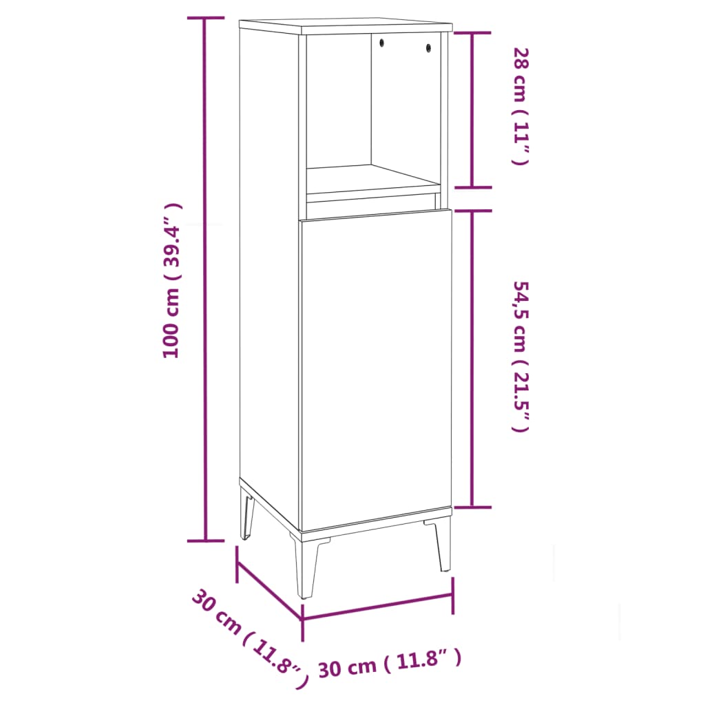 vidaXL Koupelnová skříňka dub sonoma 30 x 30 x 100 cm kompozitní dřevo