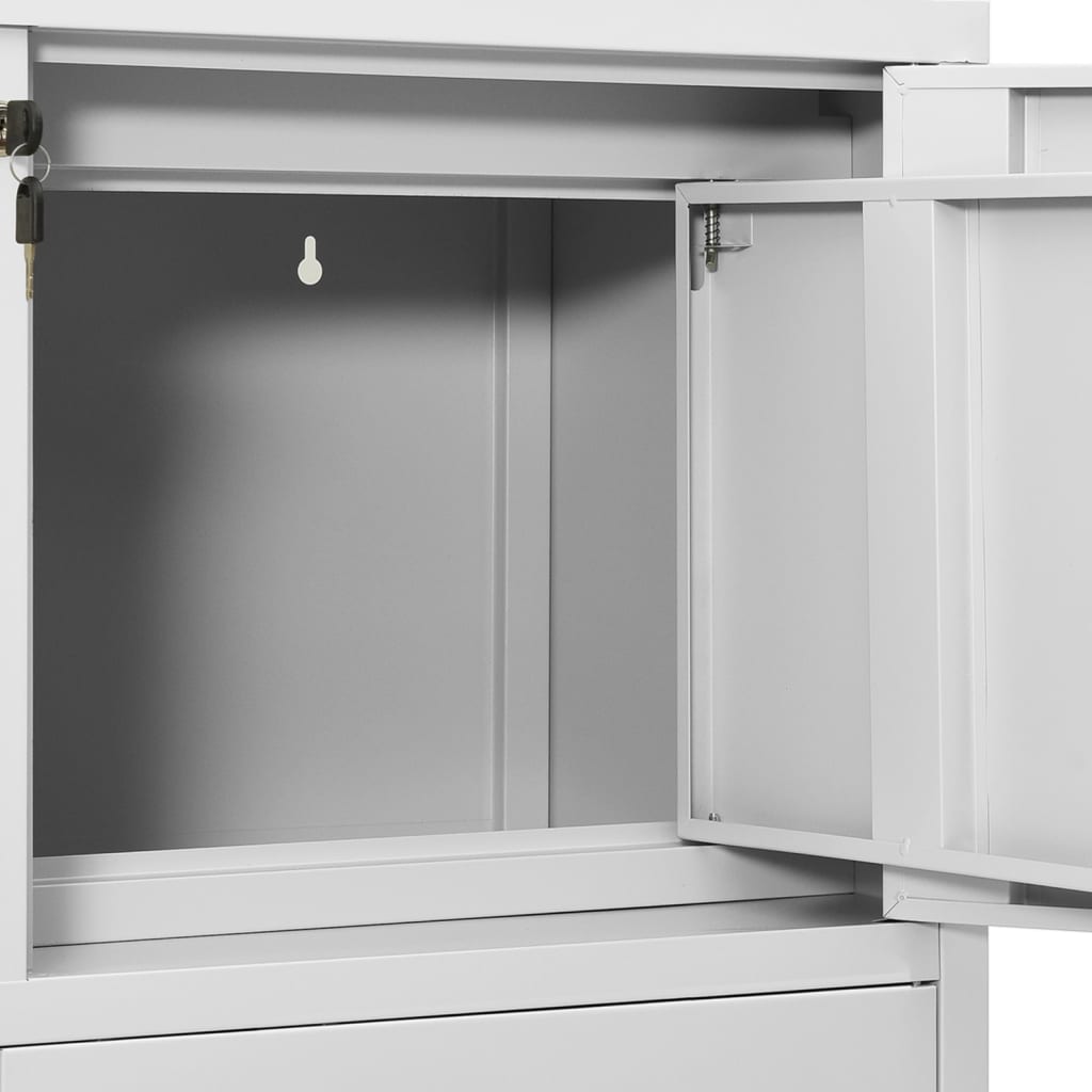 vidaXL Kancelářská skříň s květináčem světle šedá 90x40x125 cm ocel
