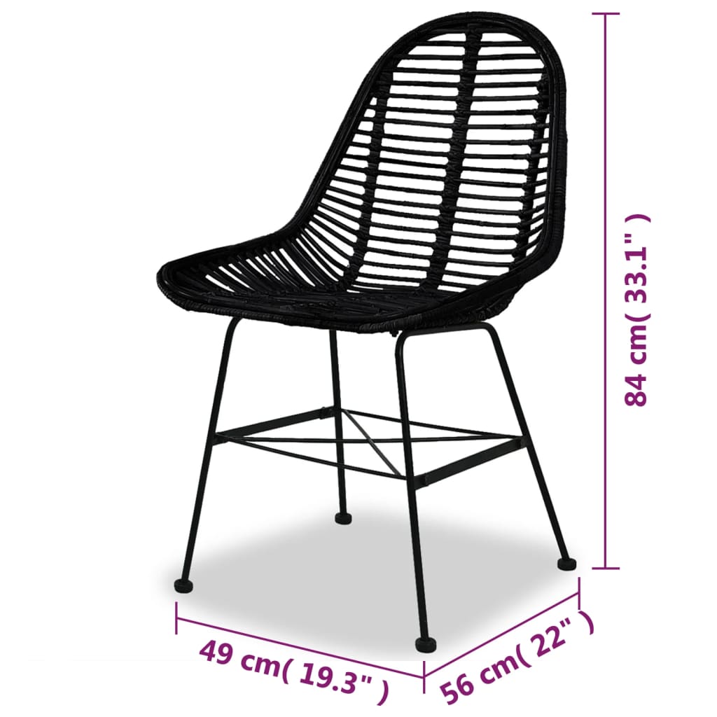 vidaXL Jídelní židle 2 ks černé přírodní ratan