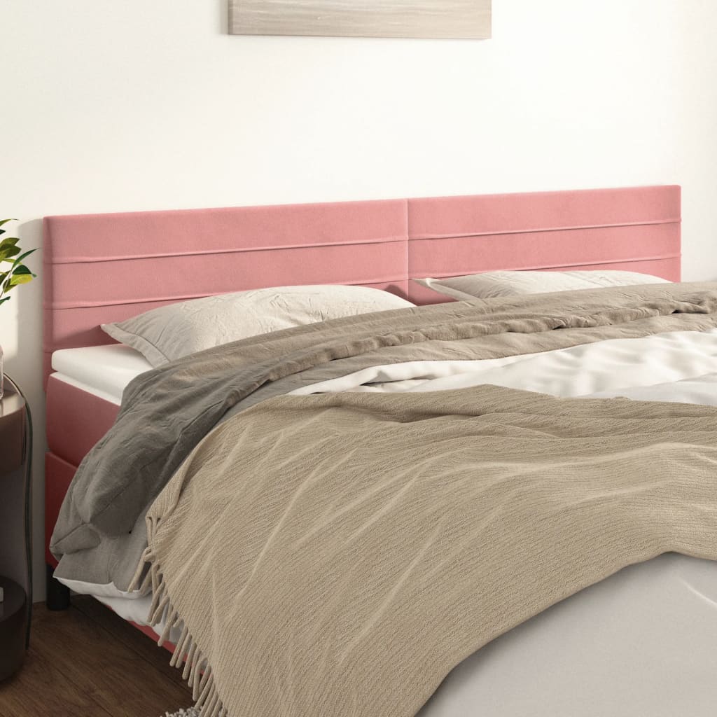 vidaXL Čelo postele 2 ks růžové 100x5x78/88 cm samet