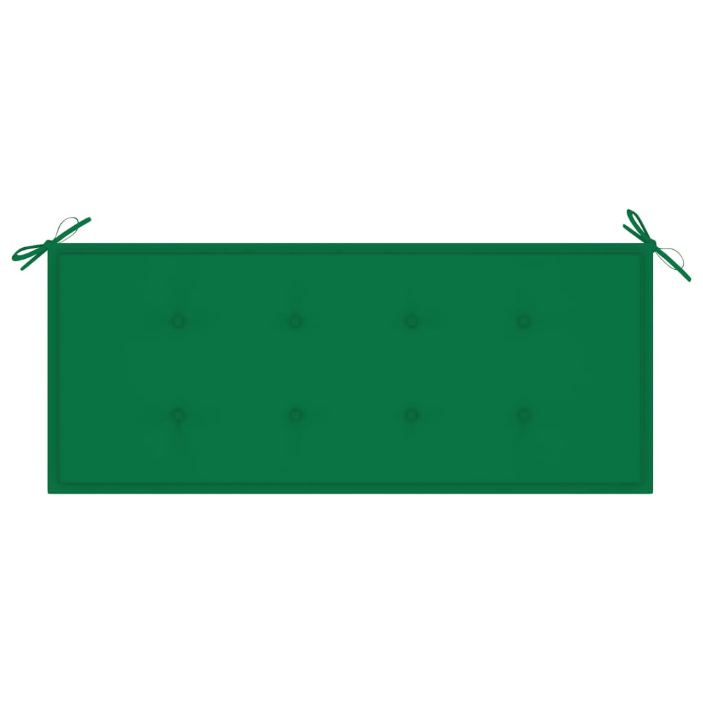 vidaXL Zahradní lavice se zelenou poduškou 120 cm masivní teak