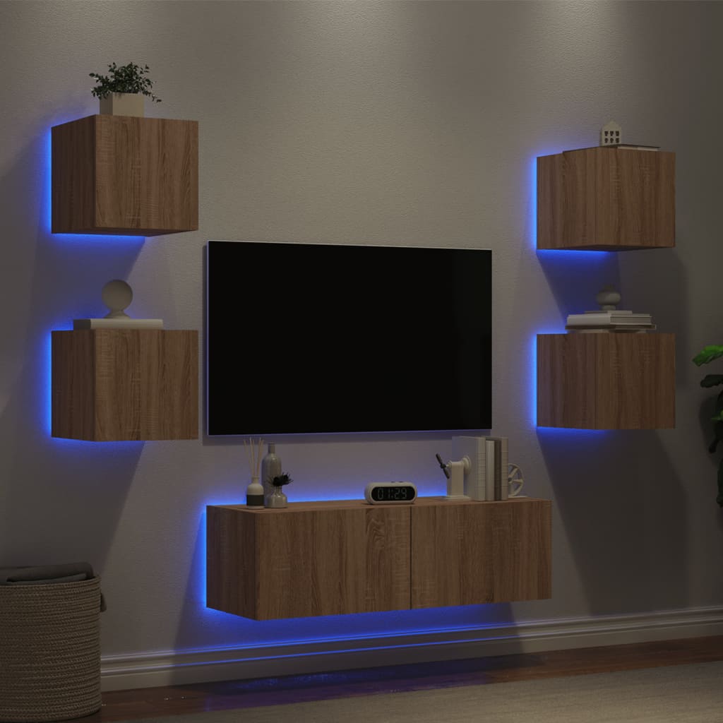 vidaXL 5dílná obývací stěna s LED osvětlením dub sonoma