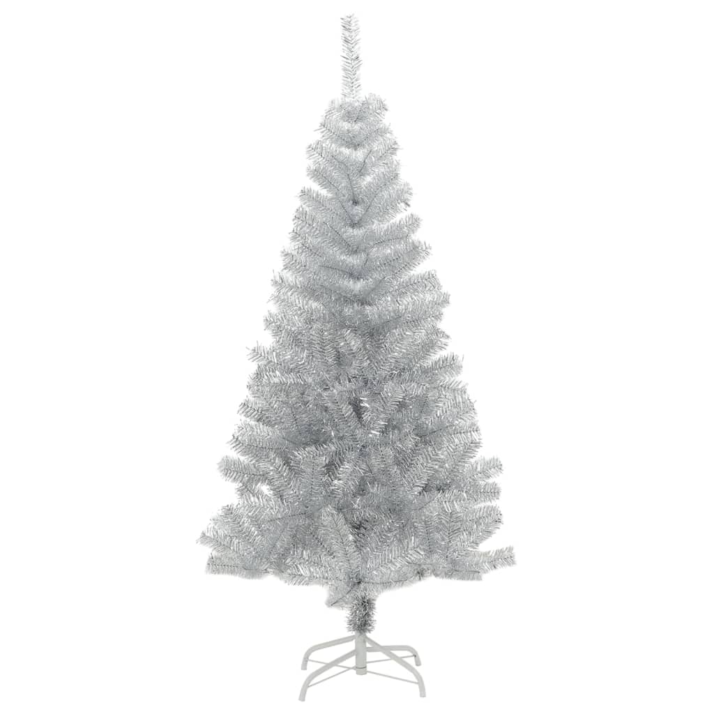 vidaXL Umělý vánoční stromek se stojanem stříbrný 150 cm PET