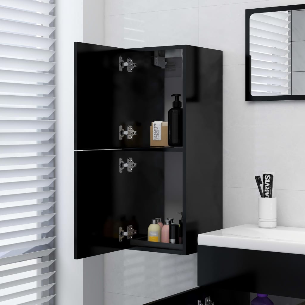 vidaXL Koupelnová skříňka černá 30 x 30 x 80 cm dřevotříska