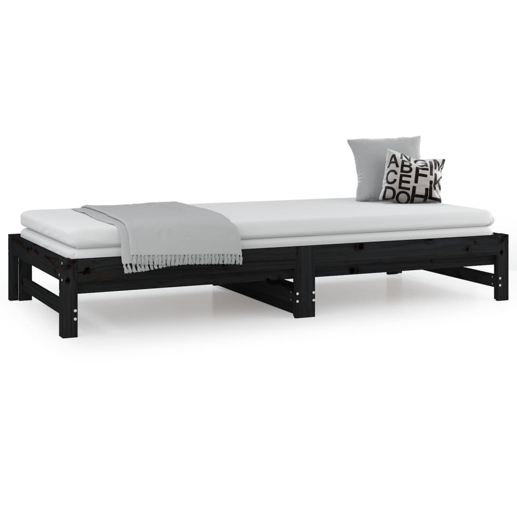 vidaXL Výsuvná postel černá 2x (80 x 200) cm masivní borovice