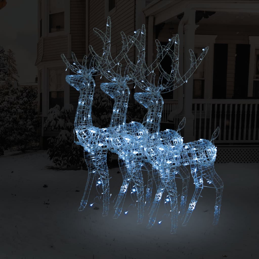 vidaXL Vánoční dekorace akryloví sobi 3 ks 120 cm teplé chladná bílá