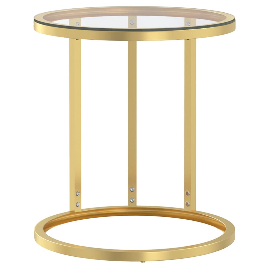vidaXL Odkládací stolek zlatý a průhledný 45 cm tvrzené sklo
