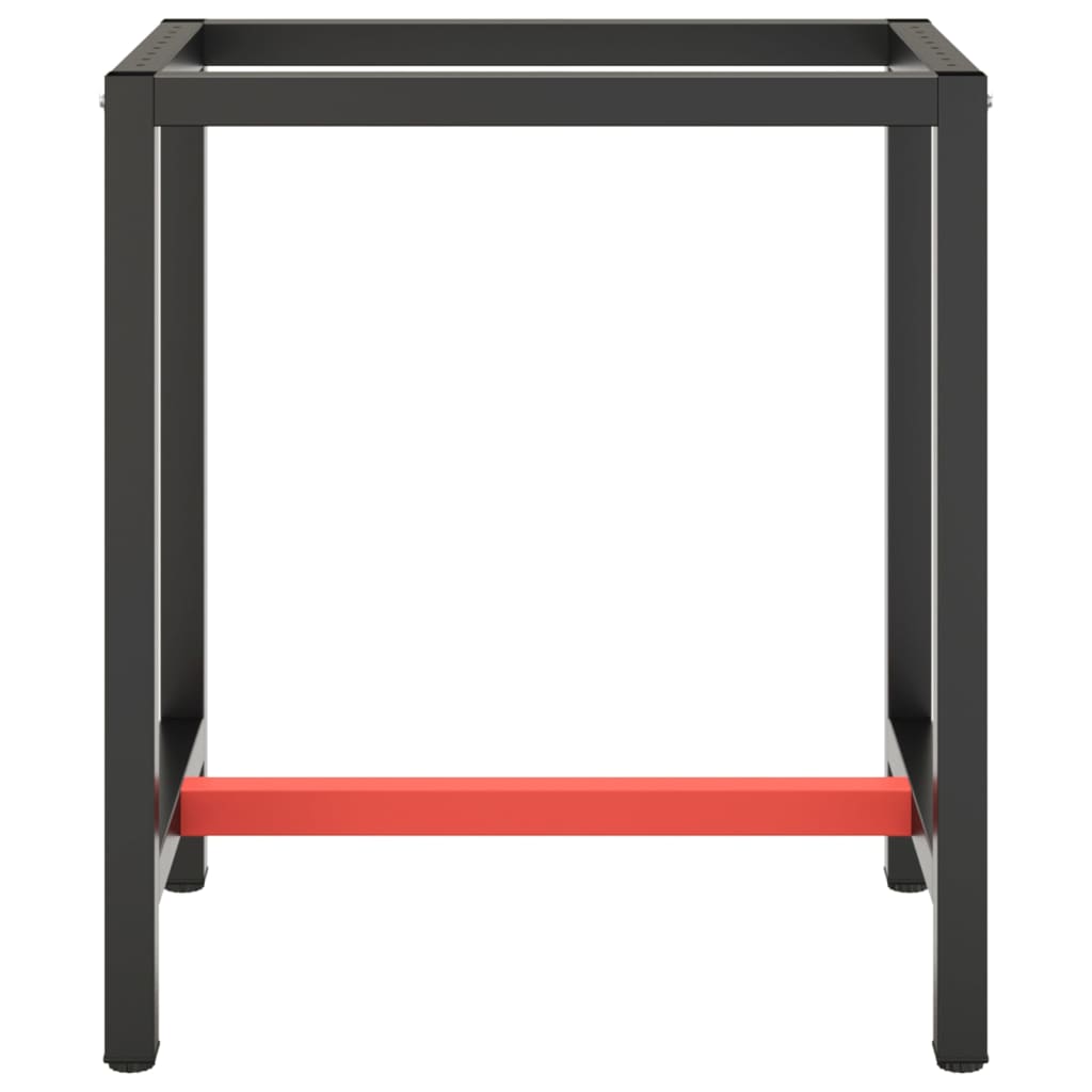 vidaXL Rám pracovního stolu matně černý a matně červený 70x50x79cm kov