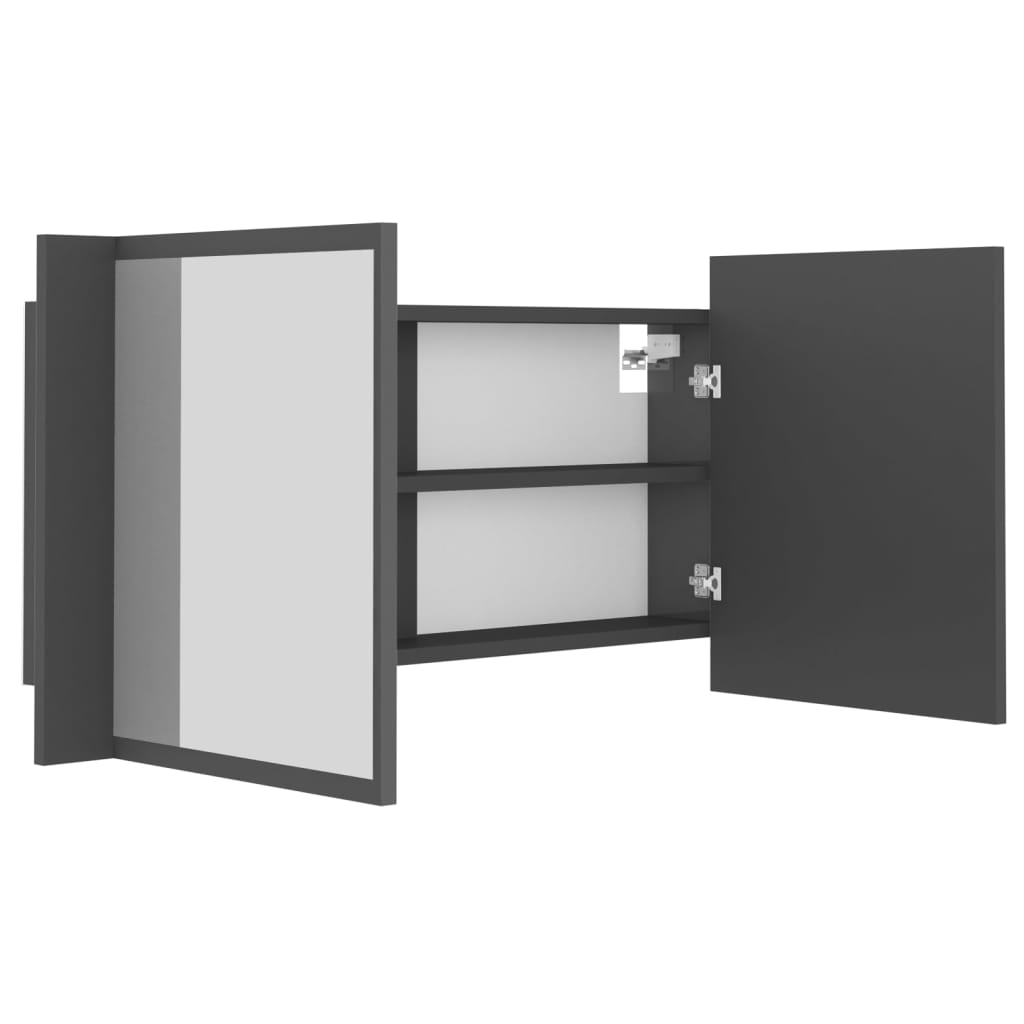 vidaXL LED koupelnová skříňka se zrcadlem šedá 90 x 12 x 45 cm akryl