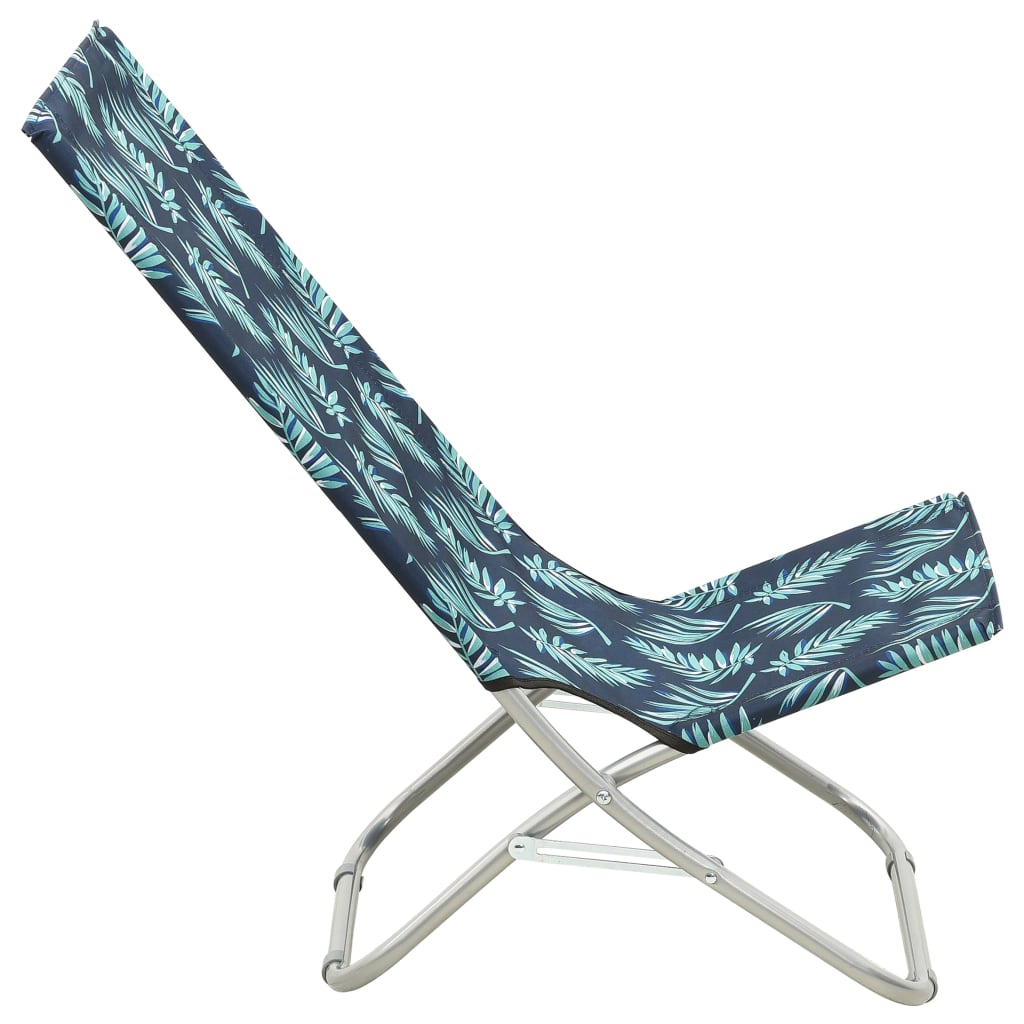 vidaXL Skládací plážové židle 2 ks s potiskem listů textil