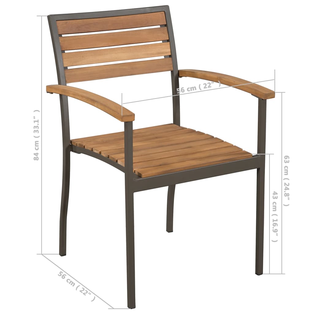 vidaXL Stohovatelné zahradní židle 2 ks masivní akácie a ocel