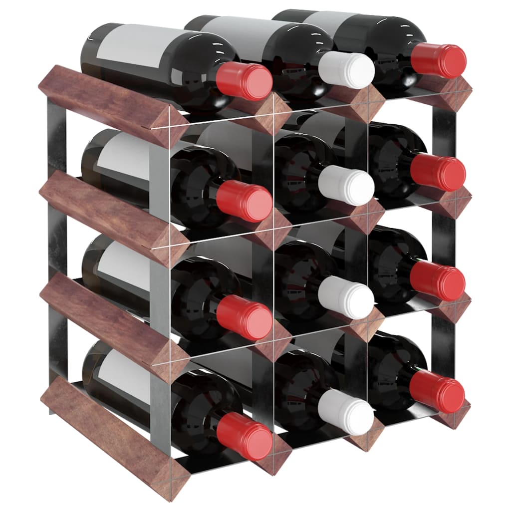 vidaXL Stojan na víno na 12 lahví hnědý masivní borové dřevo