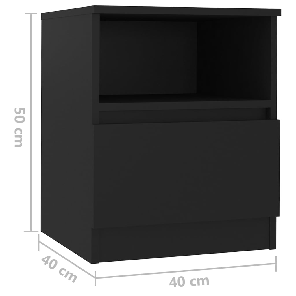 vidaXL Noční stolky 2 ks černé 40 x 40 x 50 cm dřevotříska
