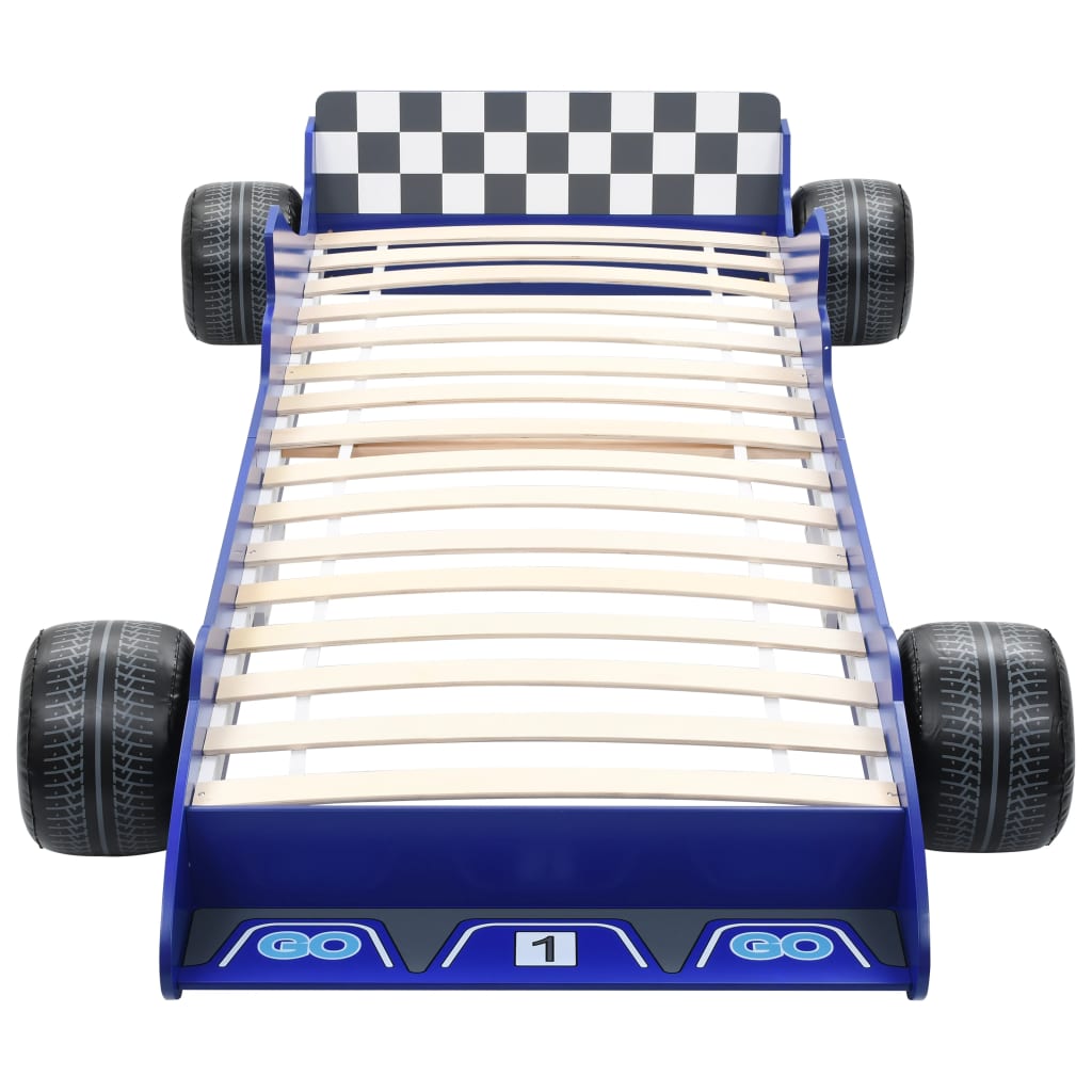 vidaXL Dětská postel ve tvaru závodního auta 90 x 200 cm modrá