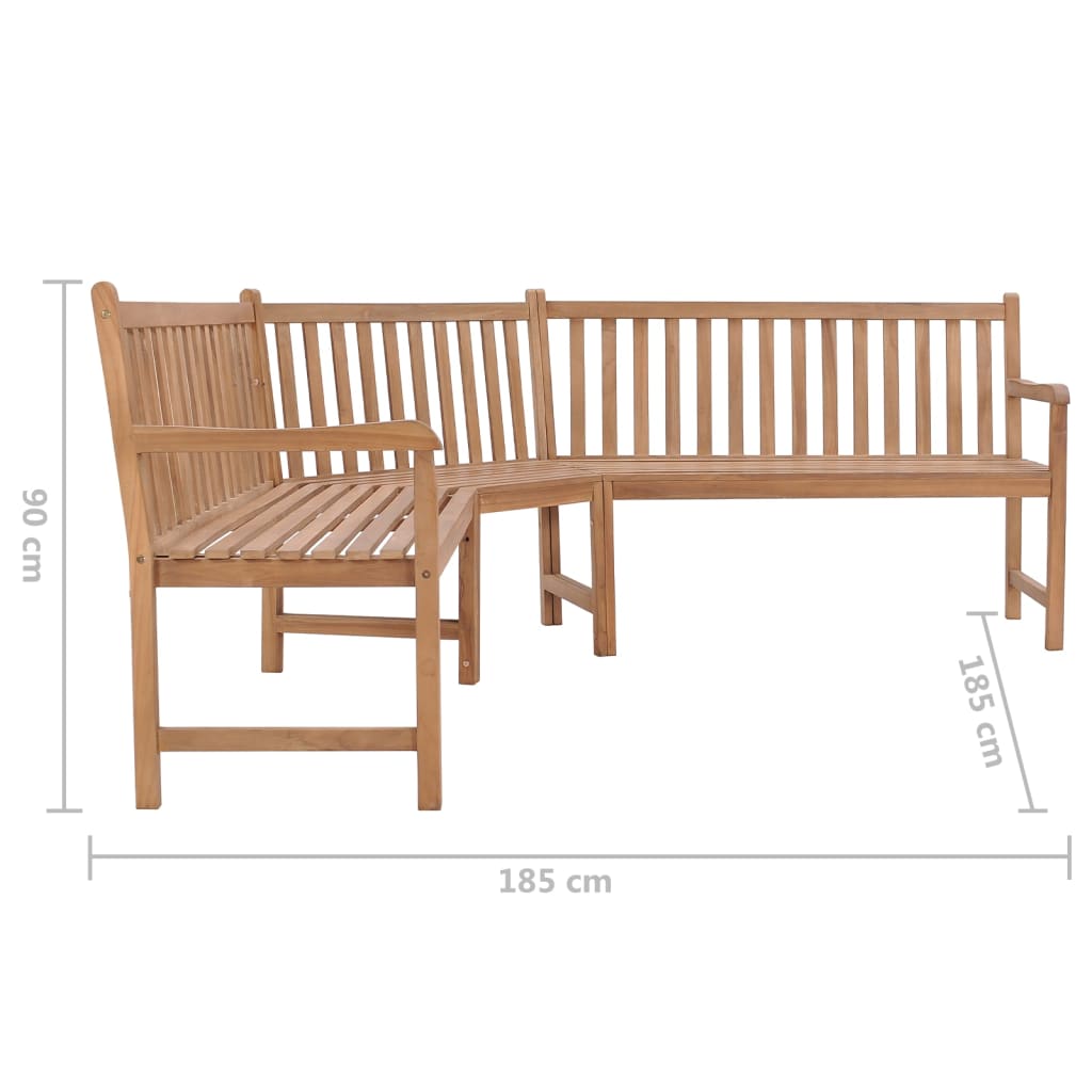 vidaXL Zahradní rohová lavice 185 x 185 x 90 cm masivní teakové dřevo