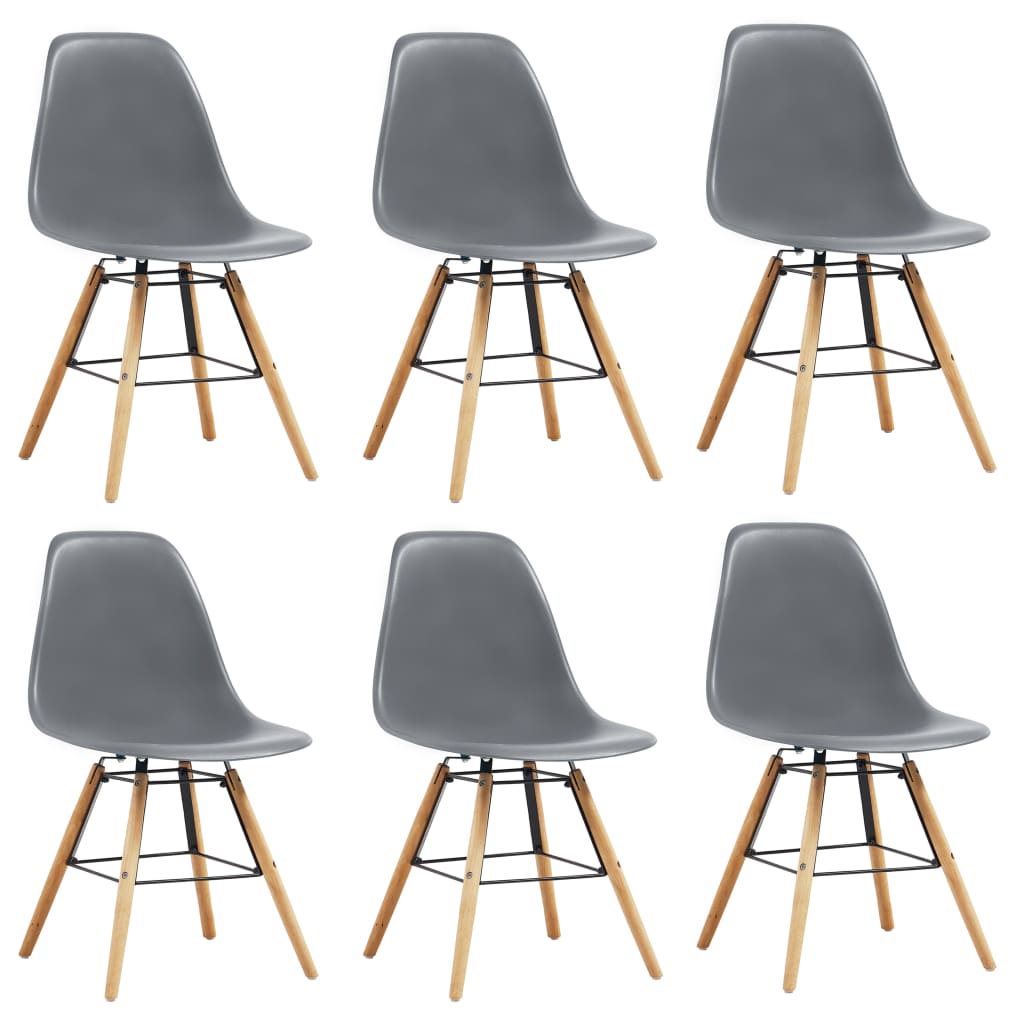 vidaXL Jídelní židle 6 ks šedé plast