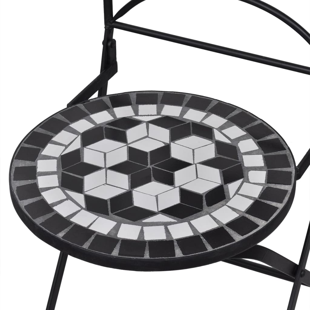 vidaXL Skládací bistro židle 2 ks keramické černé a bílé