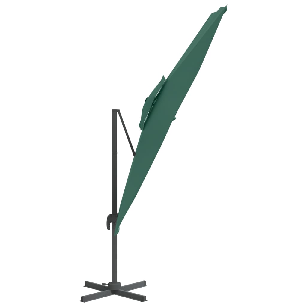 vidaXL Konzolový slunečník s dvojitou stříškou zelený 400 x 300 cm