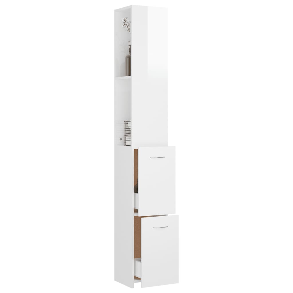 vidaXL Koupelnová skříňka lesklá bílá 25x26,5x170 cm kompozitní dřevo