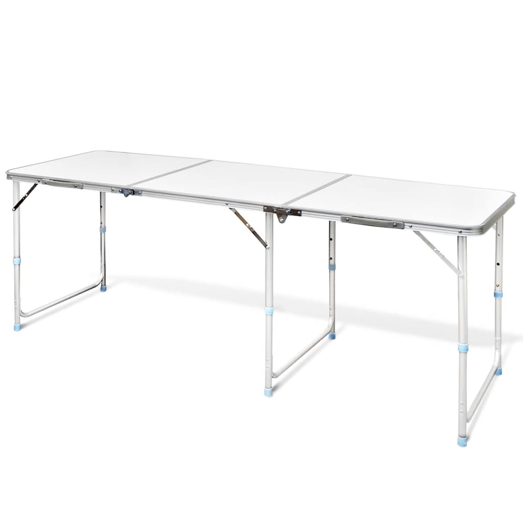 Skládací kempingový stůl s nastavitelnou výškou, hliníkový 180 x 60 cm