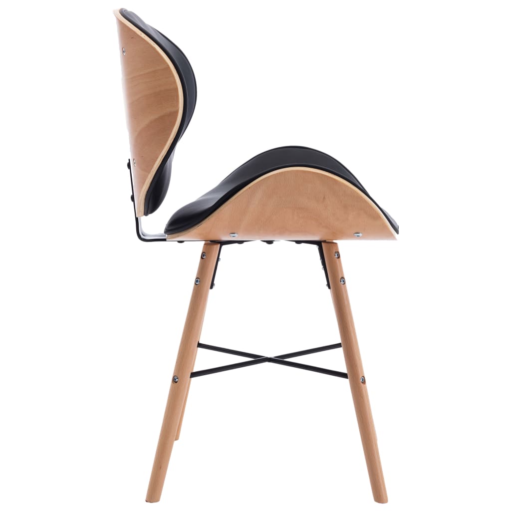 vidaXL Jídelní židle 2 ks černé umělá kůže a ohýbané dřevo