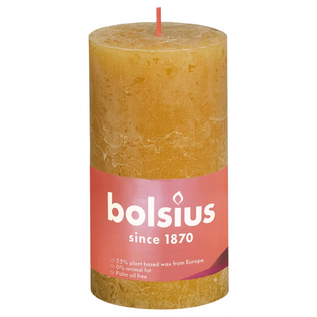 Bolsius Rustikální válcové svíčky Shine 4 ks 130 x 68 mm medově žluté