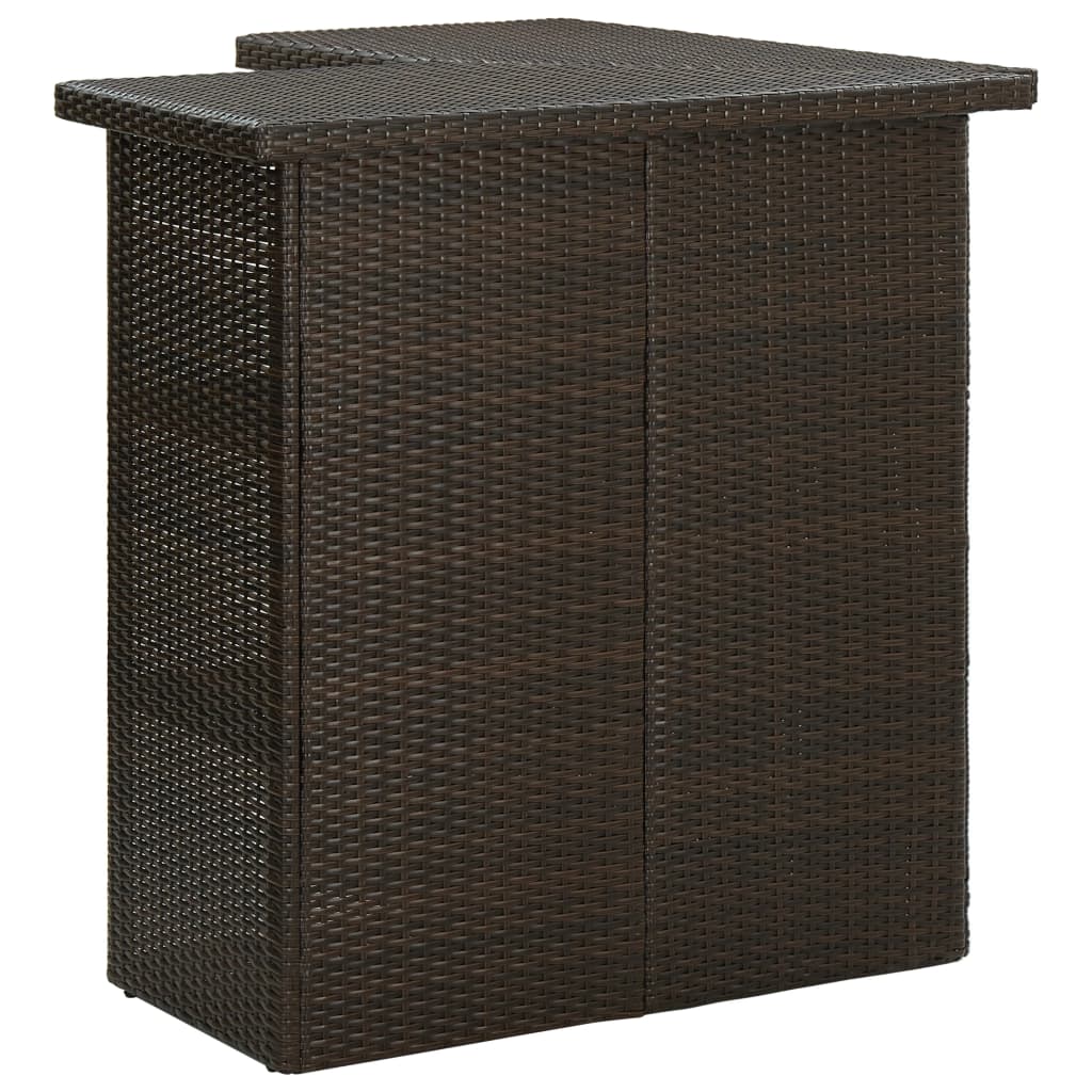 vidaXL Rohový barový stolek hnědý 100 x 50 x 105 cm polyratan