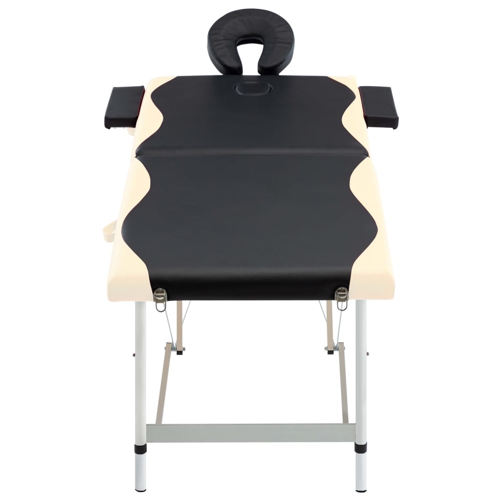 vidaXL Skládací masážní stůl se 2 zónami hliník černo-béžový