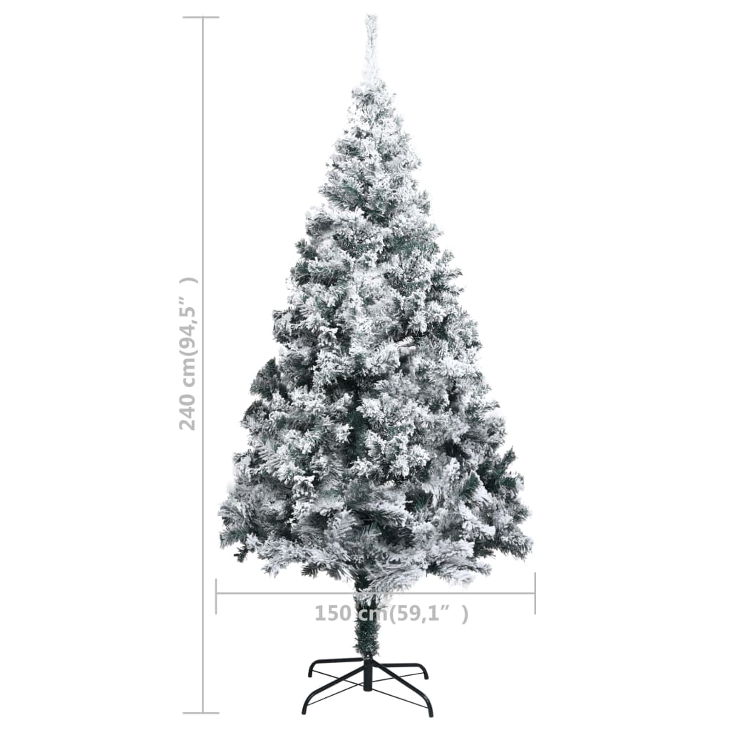 vidaXL Umělý vánoční stromek s LED a sadou koulí zelený 240 cm PVC