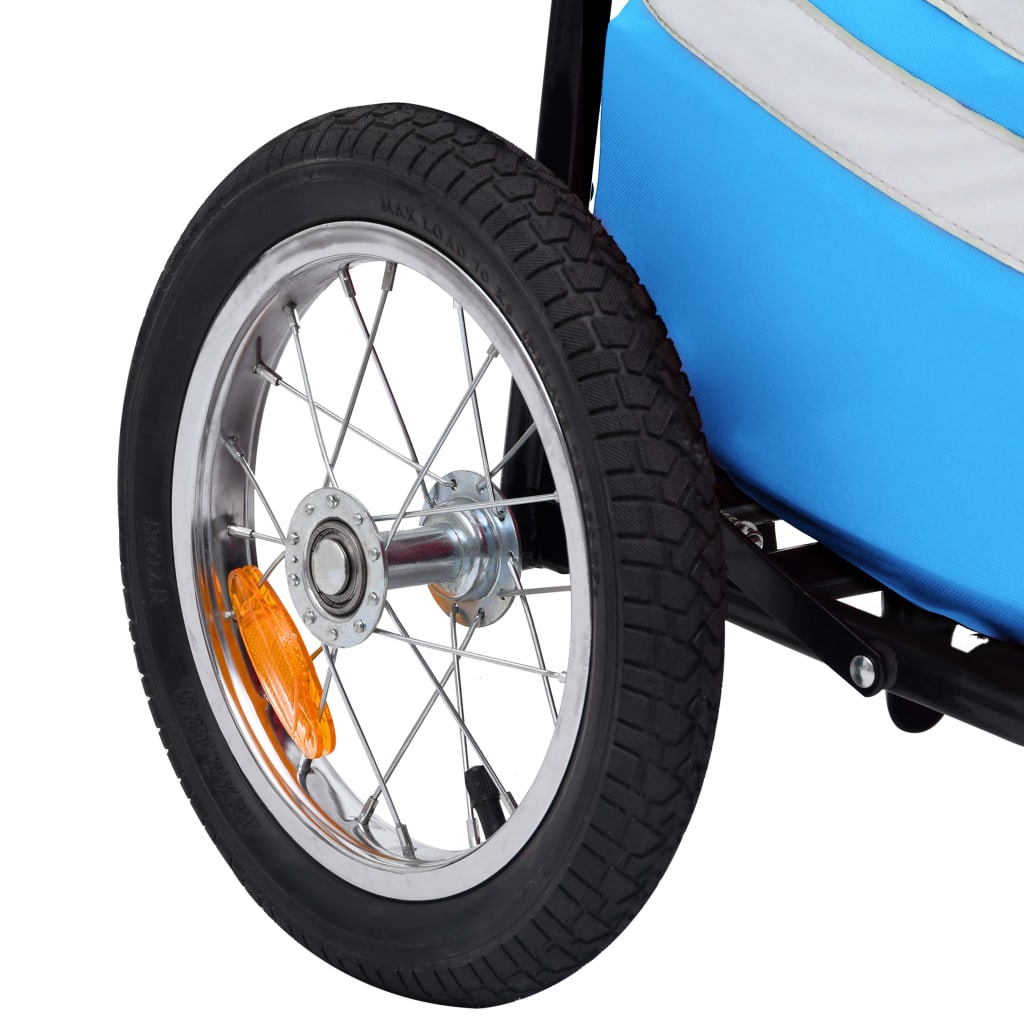 vidaXL Skládací vozík za kolo s nákupní taškou modrý a černý