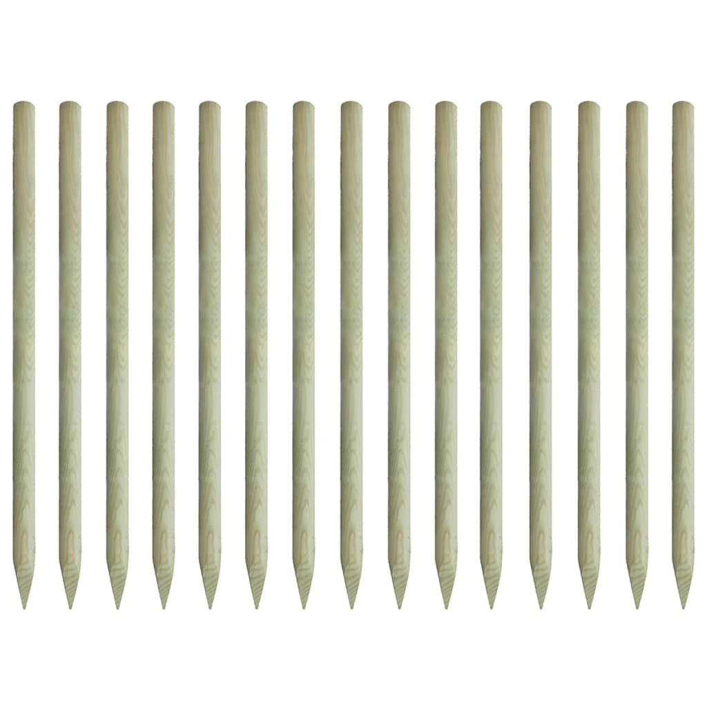 vidaXL Špičaté plotové sloupky 15 ks impregnovaná borovice 4 x 197 cm