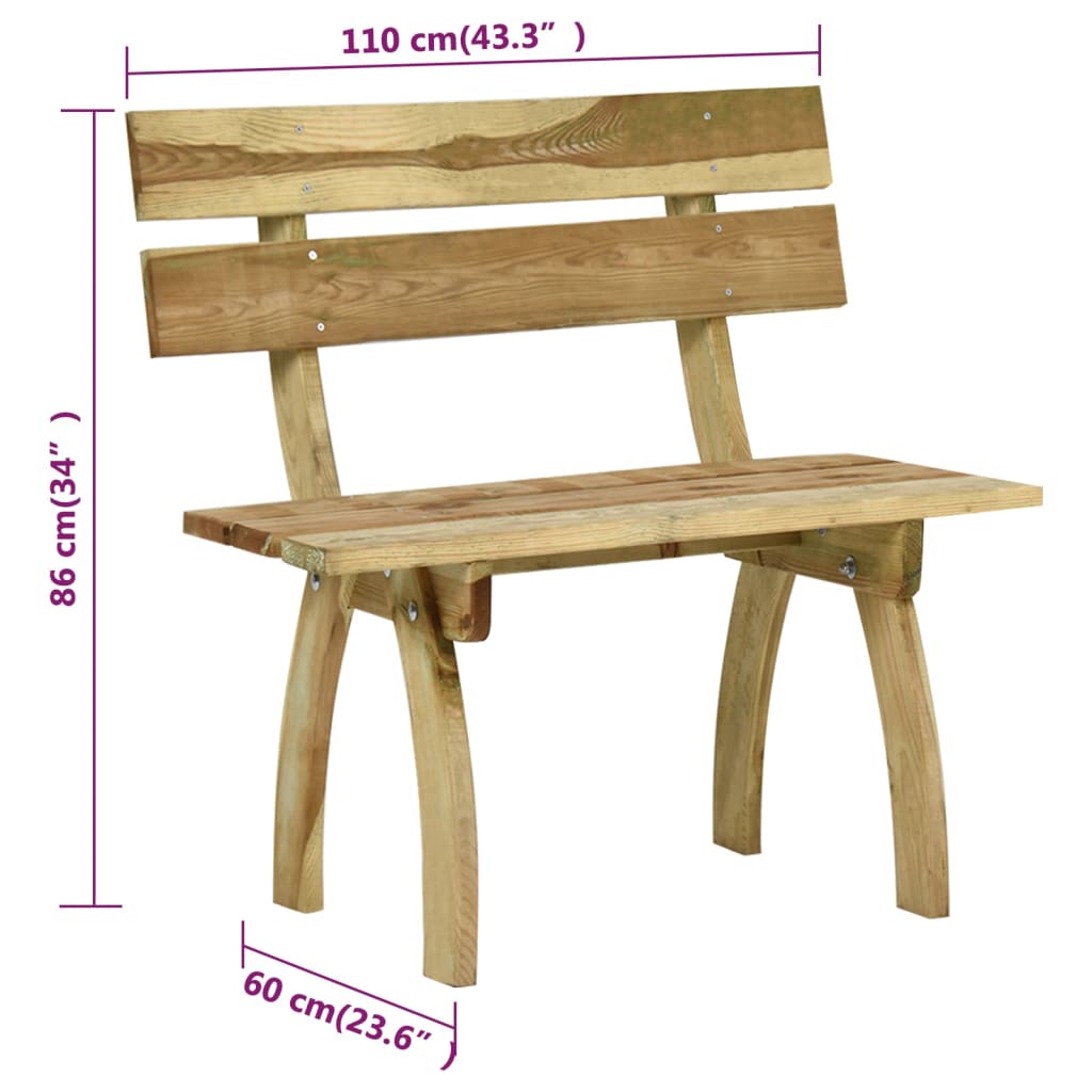 vidaXL Zahradní lavice 110 cm impregnované borové dřevo
